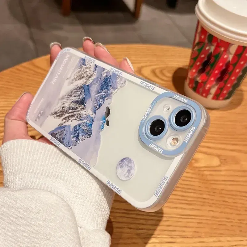 Color: black, Material: Cotton Fabric - Retro INS Sunset Sky Clouds Moon Pattern Case For Samsung Galaxy S10 S20 S21 S22 S23 S24 FE Plus Ultra Note 20 Shockproof Cover