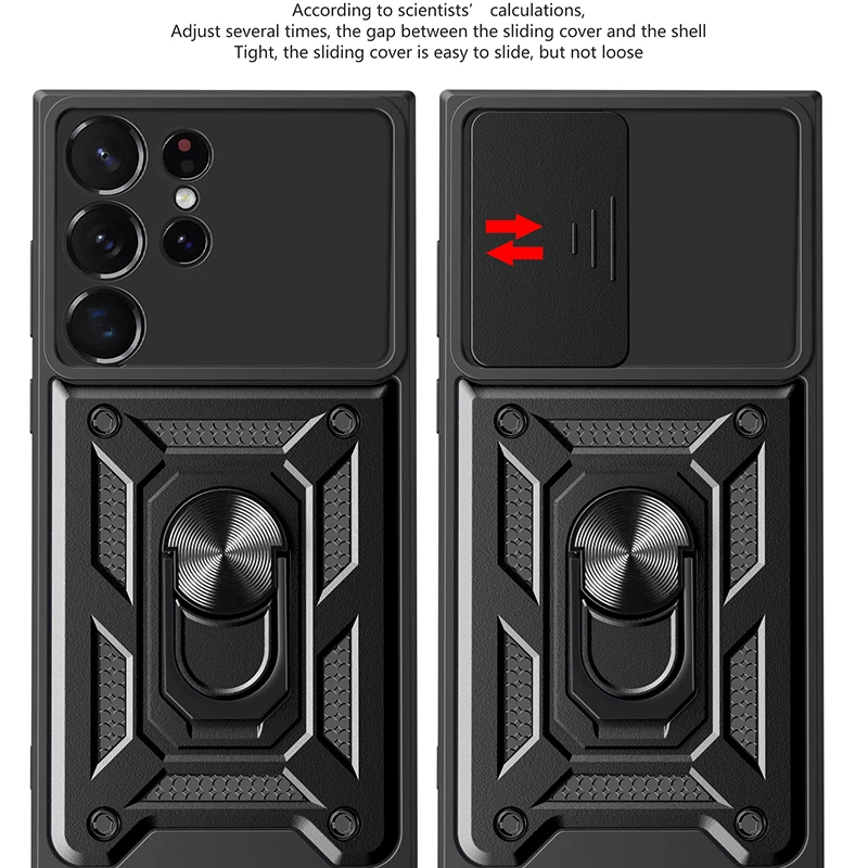 Material: ABS, Color: Black - Shockproof Armor Case For Samsung Galaxy S20 S21 S22 S23 S24 Plus Ultra FE With Car Magnetic Ring Holder Phone Cover