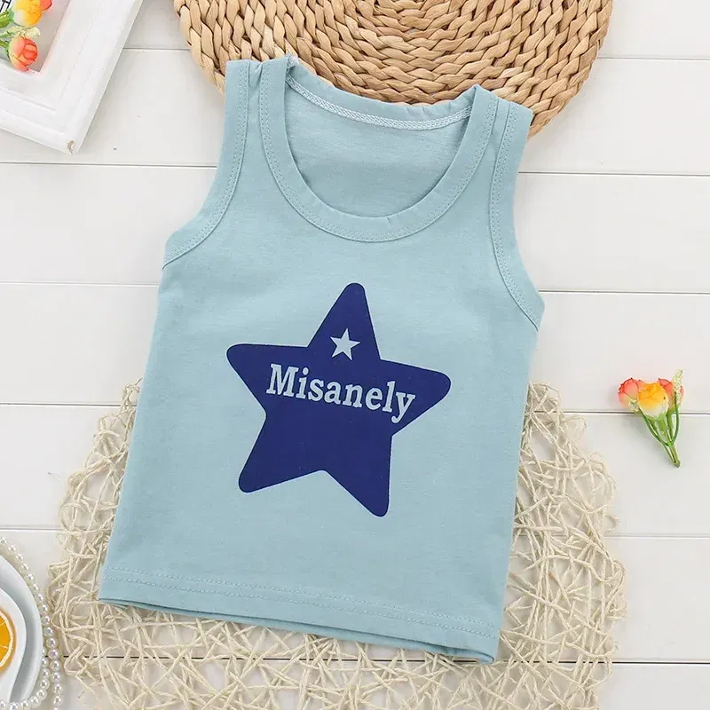 Color: Gold, Kid Size: 6 - Summer Kids Tops Clothes Tank Sleeveless Breathable Cotton Children T-shirt Vest Top Clothing Outfit Cartoon Boys Girls 0-7Years