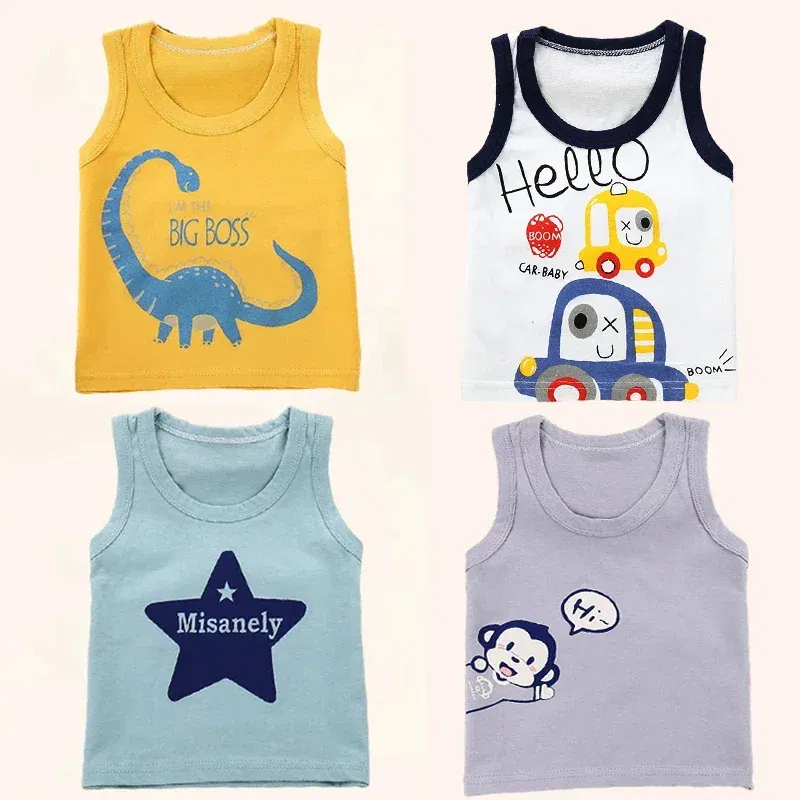 Color: Gold, Kid Size: 6 - Summer Kids Tops Clothes Tank Sleeveless Breathable Cotton Children T-shirt Vest Top Clothing Outfit Cartoon Boys Girls 0-7Years