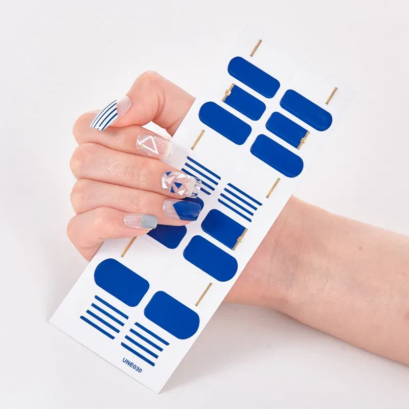 Color: Black Gray - 22 Tips/Sheet Solid Color And Striped Manicure Designer Nail Decals Nailart Sticker Full Beauty Nail Tape Manicure Self Adhesive