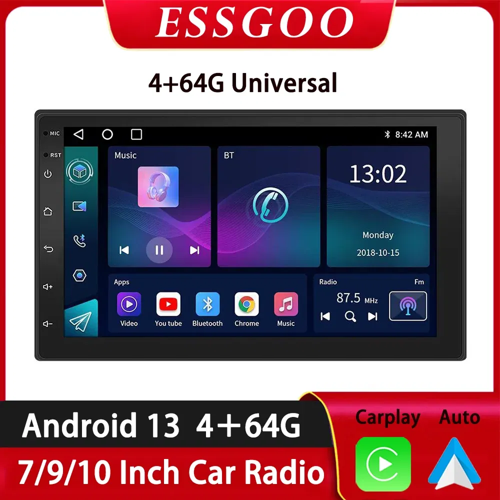 Color: Mint, Ships From: CHINA - ESSGOO Car Radio Wireless Carplay Android Auto 2 Din 7"/9" GPS Navigator MP5 Player Glass Screen  Wi-Fi FM BT Car Stereo
