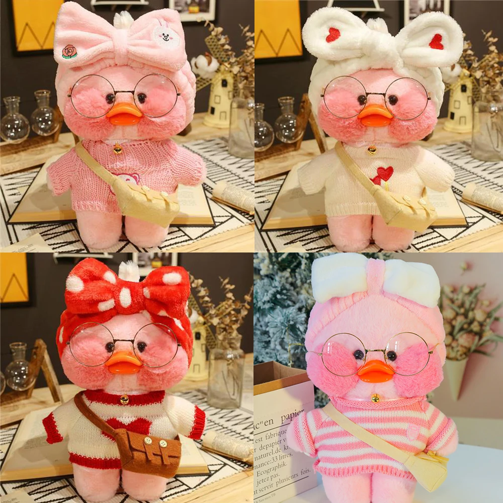Color: Red, Height: 11cm-30cm - 30cm Kawaii Lalafanfan Duck Plush Toy Cartoon Lalafanfan Duck Doll Soft Stuffed Animal Plushie Birthday Gifts For Girl Children