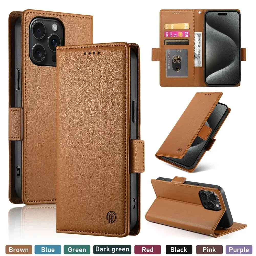 Color: Red, Material: Neoprene - PU Leather Flip Phone Case For iPhone 16 15 Pro Max 16E 14 13 1211 XS Max XR X 8 7 Plus SE KickStand Cards Solt Wallet Cover