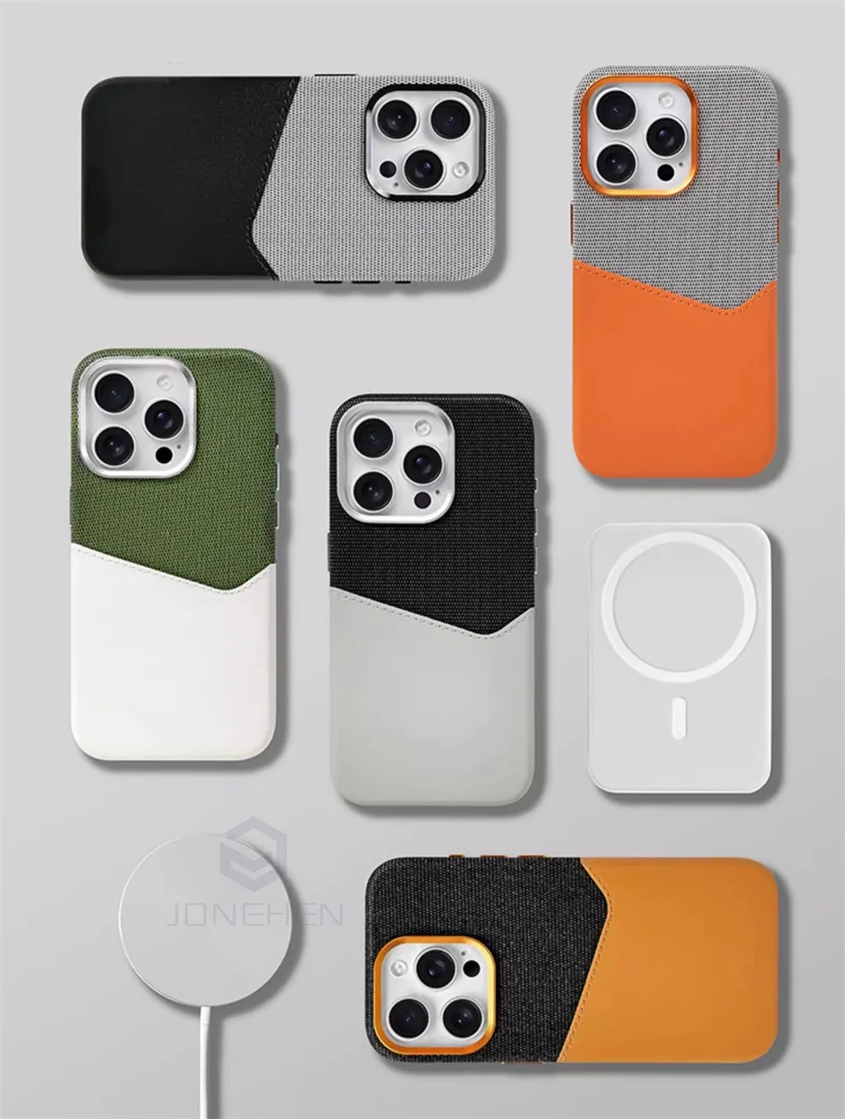 Color: Blue, Material: Silicon - For Magsafe Card Holder Leather Case For iPhone 16 15 13 12 17 Pro Max 14 Plus Pocket Wireless Charge Alloy Lens Magnetic Cover