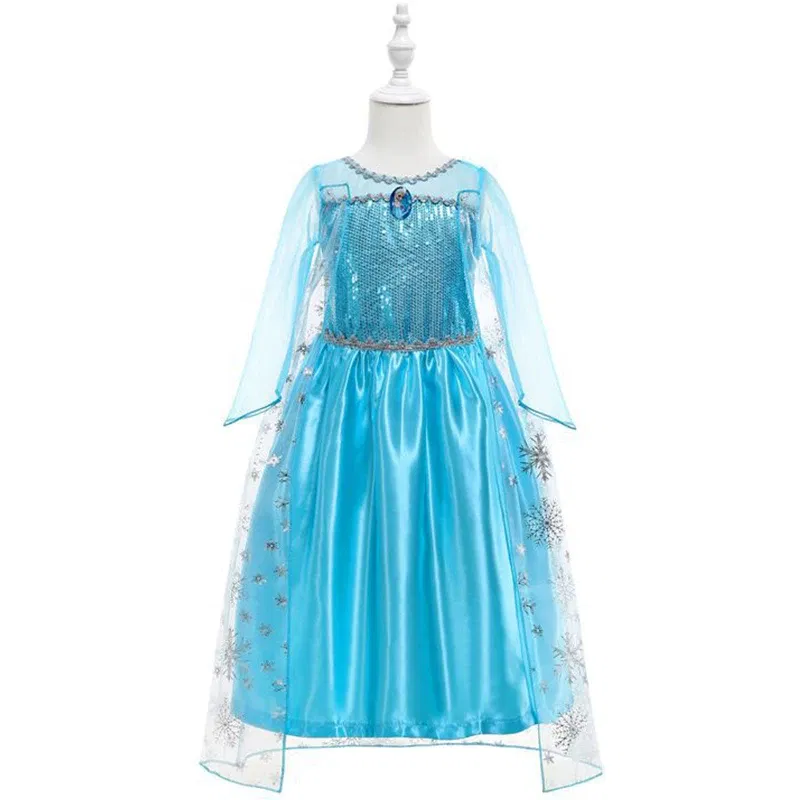Kid Size: 14, Color: Pink - Disney Frozen Elsa Anna Princess Dresses Girls Mesh Sequin Dress Kids Cosplay Snow Queen Costumes Carnival Birthday Party Gowns