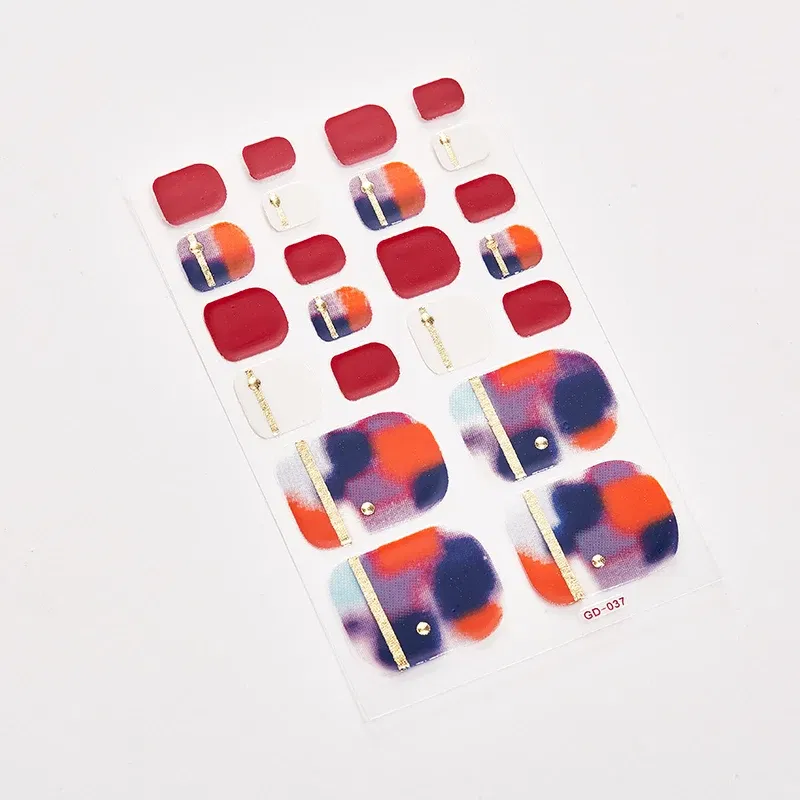 Color: Rust Red - 22 Tips/Sheet Women Salon Fashion Nail Stickers Designed Full Beauty Full Cover Nail Stickers Novidades Nails Sticker Designer