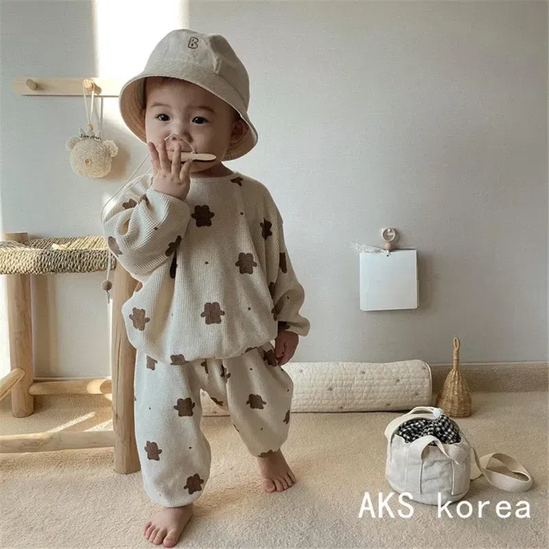 Color: Khaki, Kid Size: 24M, Ships From: CHINA - Baby Fall Clothes Girl Boy Cotton Long Sleeve Sweater and Pant Set Toddler Casual Cartoon Bear Pullover Top SweatPant Tracksuit
