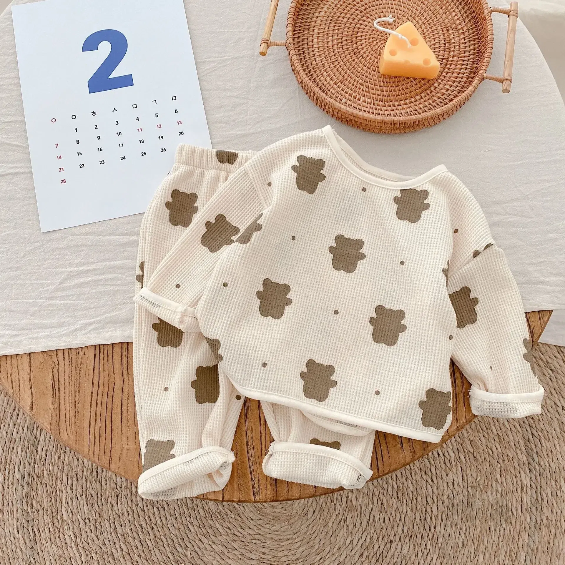 Color: Khaki, Kid Size: 24M, Ships From: CHINA - Baby Fall Clothes Girl Boy Cotton Long Sleeve Sweater and Pant Set Toddler Casual Cartoon Bear Pullover Top SweatPant Tracksuit