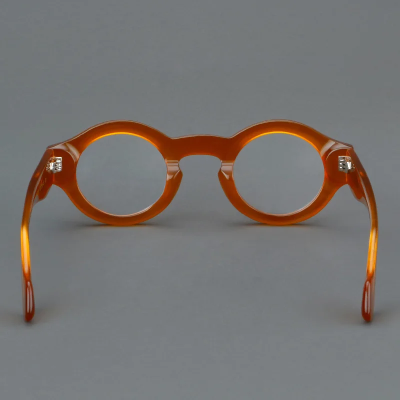 Frame Color: Red, Eye Prescription: +375 - VCKA Round Acetate Reading Glasses Frame Retro Men Prescription Anti-blue discolor Women Custom Optics Retro Eyewear +0.50to +10