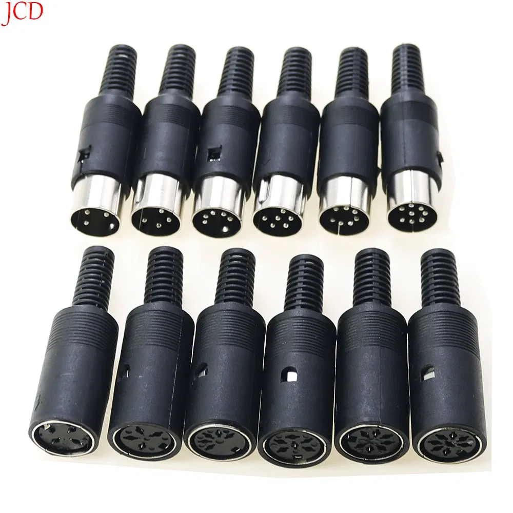 Color: MULTI - 5pcs 3P 4P 5P 6P 7P 8Pin DIN Male/Female Plug Jack with Plastic Handle Keyboard Cable Connector Adapter PS2