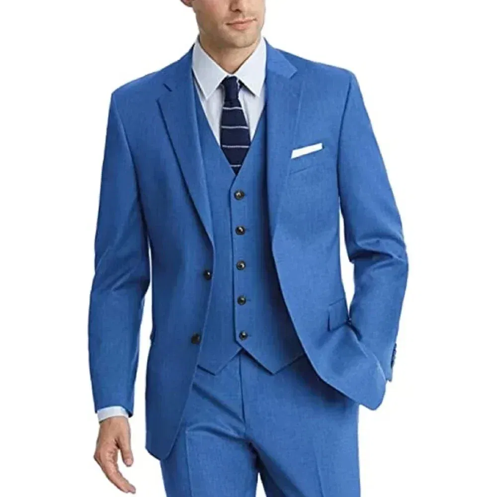 Color: Dark Grey, Size: XXL - Formal Suit for Men Slim 3 Pieces Blazer Vest and Pant Set Notched Lapel High Quality Elegant Tuxedo Set Wedding Dress Business