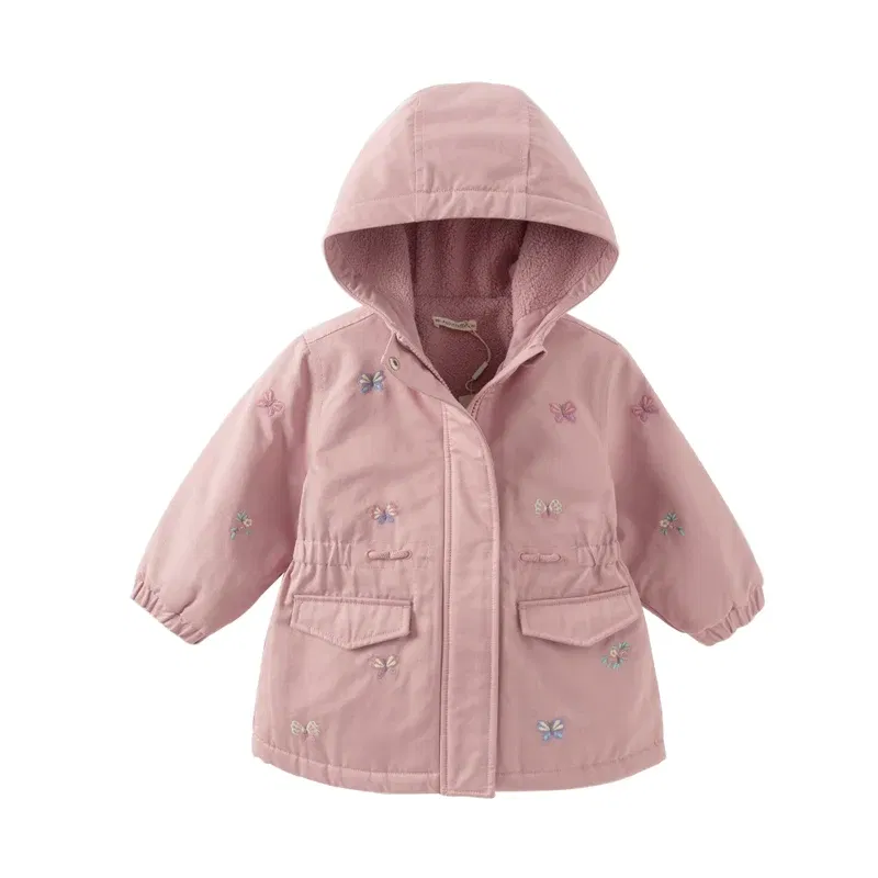 Color: PURPLE, Kid Size: 7 - Dave Bella Children Girls Baby Tops Outerwear 2024 Autumn Winter Thicken Hooded Zipper Gentle Baby Overcoat Outdoor DB4243880