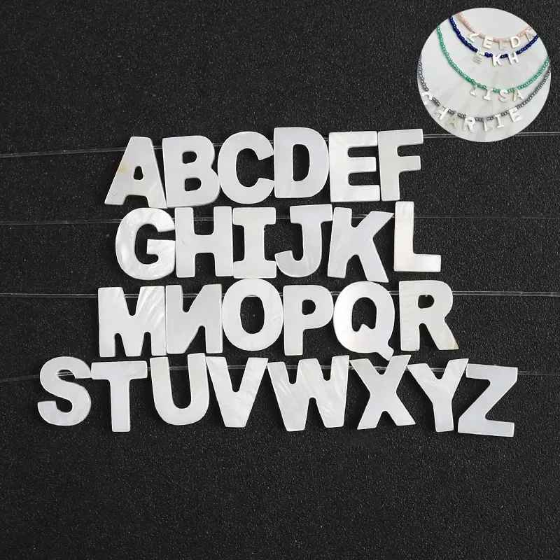 Color: black - Trend DIY Handmade Vertical Capital Letter Pendant Beads Jewelry Making Accessories Necklace Bracelet Letras Materiales