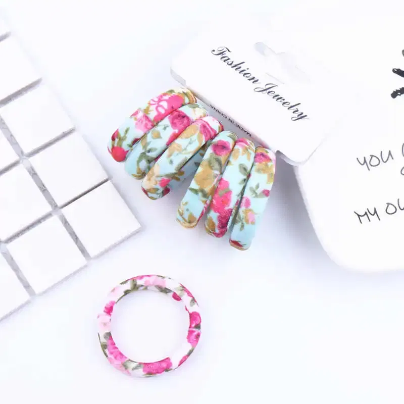 Color: Champagne, Ships From: CHINA - 6PCS/Sett Cute Girls Elastic Hair Bands Scrunchies Ponytail Holder Rubber Bands Hair Ties Sweet Kids Hair Rope Hair Accessories