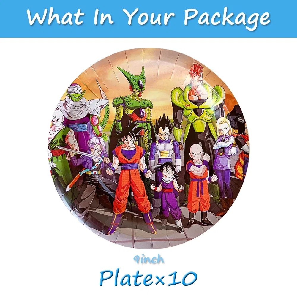 Color: Silver, Ships From: CHINA - Goku Dragon Ball Z Kids Birthday Party Gift Decoration Boy Tableware Party Supplies Plate Cup Tablecloth Foil Balloon CakeTopper