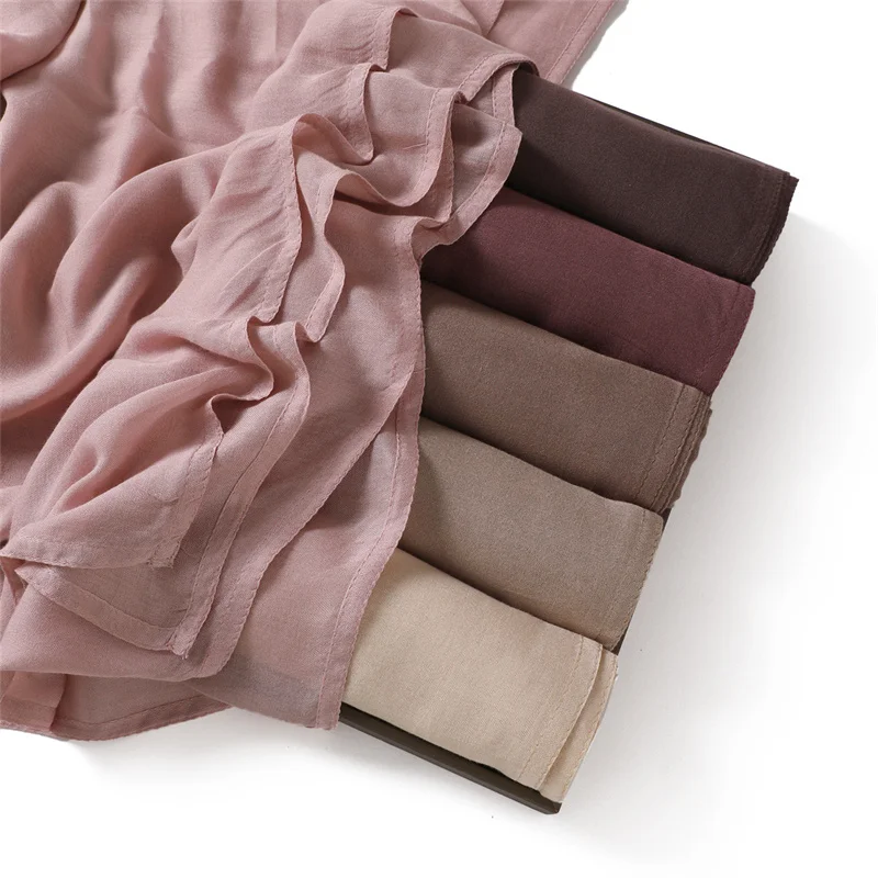 Color: Red - Ramadan Solid Color Big Size Cotton Rayon Hijab Scarf Women Muslim Headscarf Wraps Shawls Femme Musulman Headband Islamic Turban