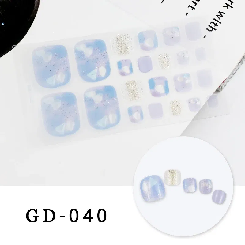 Color: Teal color - Colorful Nail Stickers Foot Shiny Glitter Nails Charms Full Cover Self-Adhesive Nail Polish Stickers for Nails Art