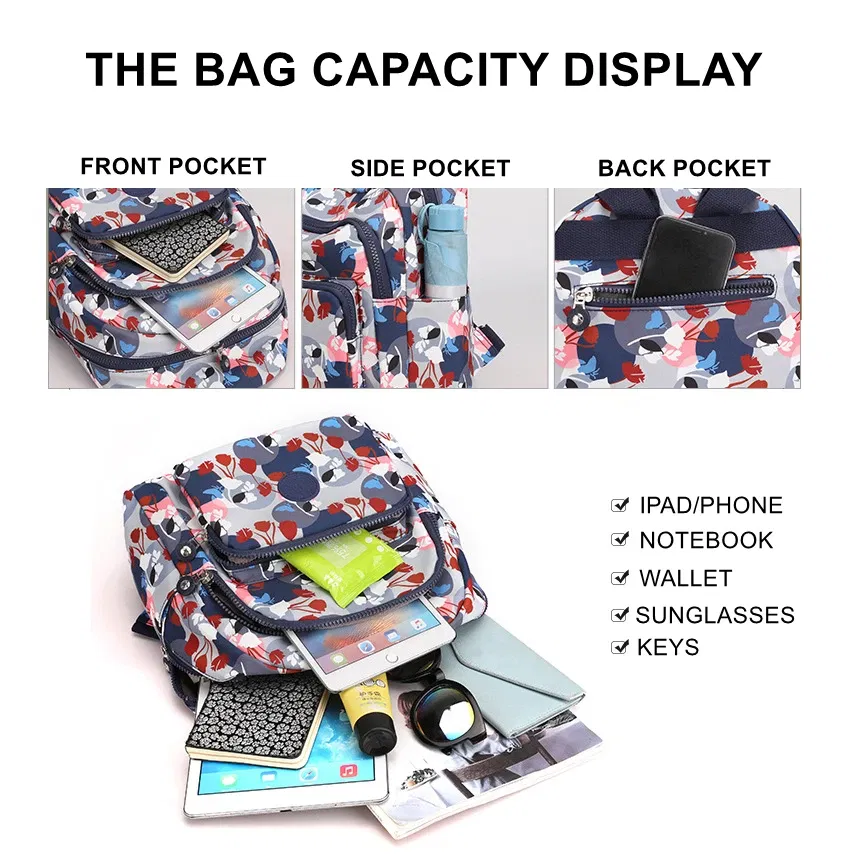 Color: GRAY - Printing Backpack for Women Travel High Capacity Waterproof College Backpack Trendy Women Laptop School Bags Cute Girl