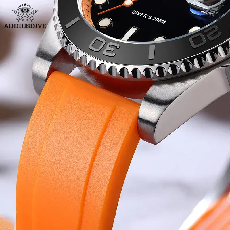 Color: Brown, Ships From: CHINA - ADDIESDIVE AD2040 Men's Watch 41mm Fashion Diver Quartz Watch 200m Diving Rubber Silicone Super Luminous Wristwatch Reloj Hombre