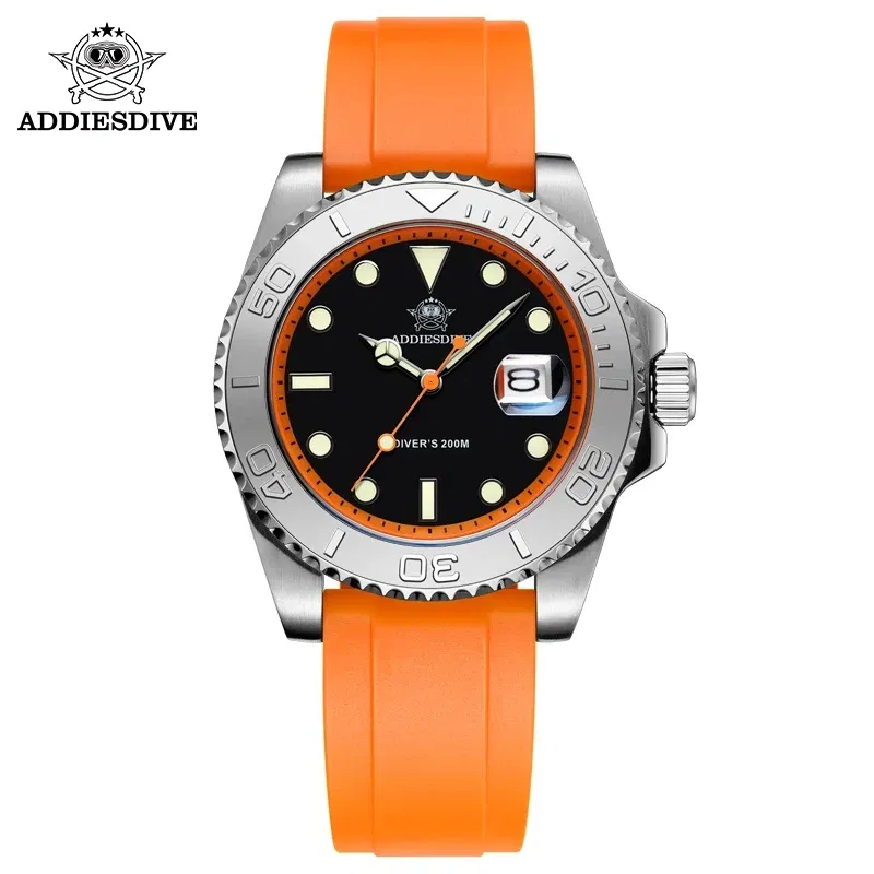 Color: Brown, Ships From: CHINA - ADDIESDIVE AD2040 Men's Watch 41mm Fashion Diver Quartz Watch 200m Diving Rubber Silicone Super Luminous Wristwatch Reloj Hombre