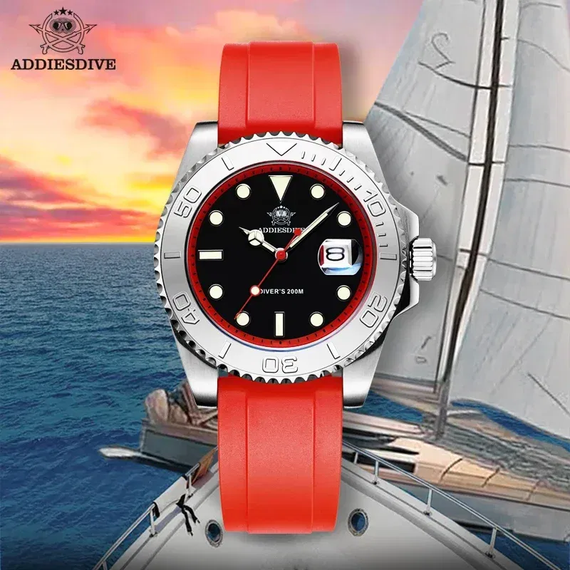 Color: Brown, Ships From: CHINA - ADDIESDIVE AD2040 Men's Watch 41mm Fashion Diver Quartz Watch 200m Diving Rubber Silicone Super Luminous Wristwatch Reloj Hombre