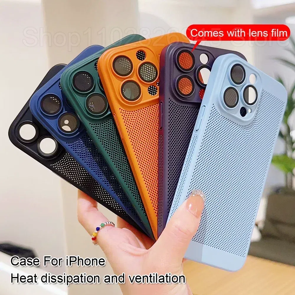 Color: pink, Compatible-Phone Models: For iPhone 13 Pro Max, Ships From: CHINA - Breathable Heat Dissipation Cooling Case For iPhone 16 Pro Max 15 14 13 12 11 PC Hard Back Cover