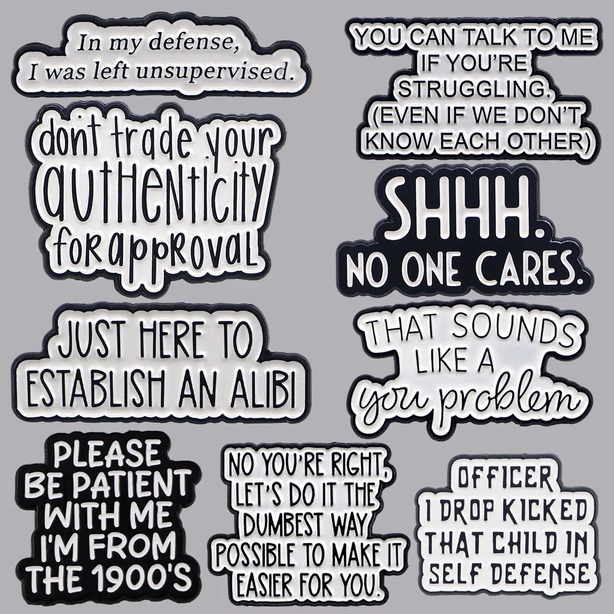 Metal color: Rhodium Plated, Main Stone Color: MULTI - Quotes Enamel Pins Cartoon Women's Brooches Men Lapel Pins Letters Badge on Backpack Costume Accessories Phrase Jewelry Gifts