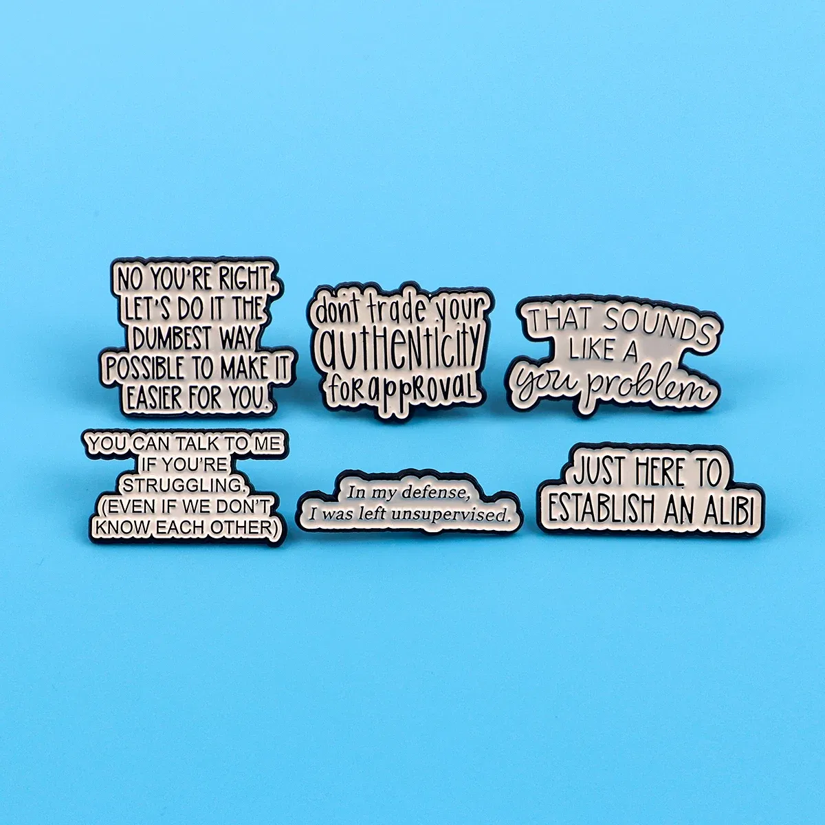 Metal color: Rhodium Plated, Main Stone Color: MULTI - Quotes Enamel Pins Cartoon Women's Brooches Men Lapel Pins Letters Badge on Backpack Costume Accessories Phrase Jewelry Gifts