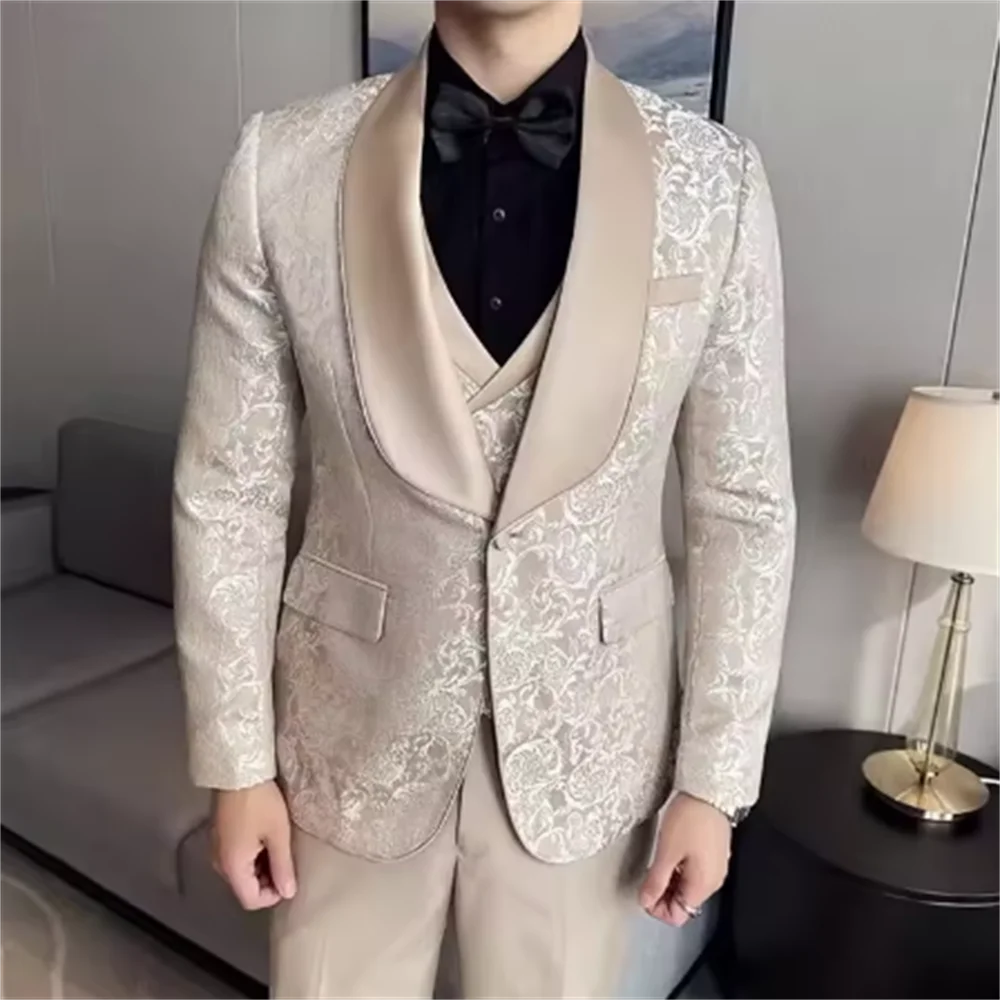 Color: black, Size: 5XL - Green Men's Suit 3-Piece, Wedding Party Dress Jacket with Vest & Trousers, Asian Size Slim Men Sets, Beige Black Blue Available