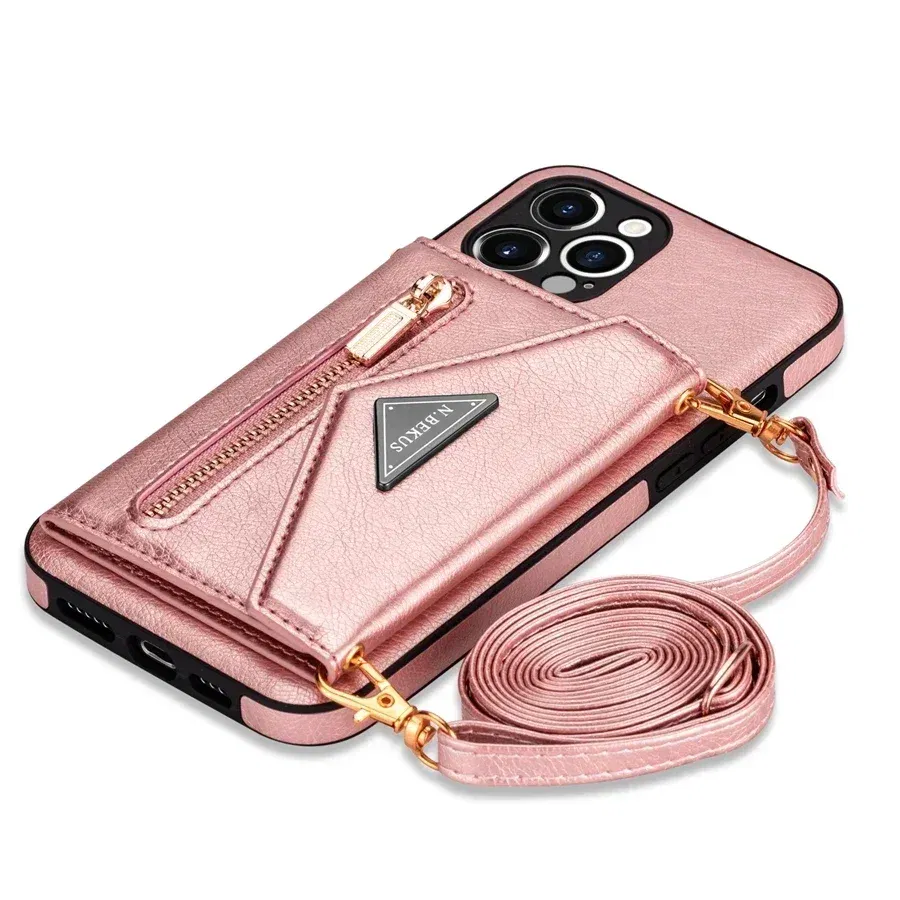 Color: Blue, Material: Artificial Leather - Wallet Side Card Zipper Flip Crossbody Leather Case For iPhone 15 14 Pro Max 13 Mini 12 11 SE 2022 2020 X XS XR 8 7 6 6s Plus