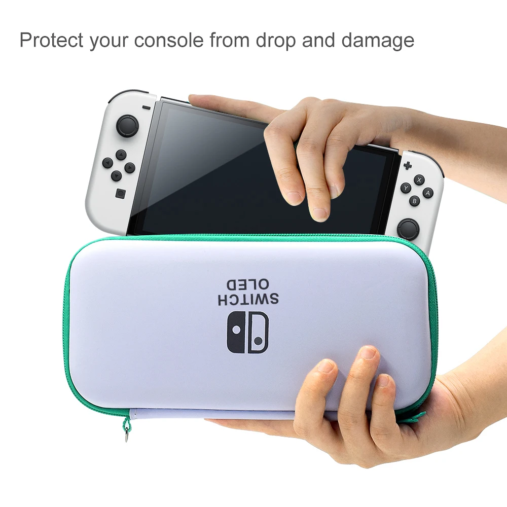 Color: Pink - Case Kit For Nintend Switch OLED Console Carrying Case Protective Pouch Hard Shell Clear Cover For Switch Oled WIth Film Glass