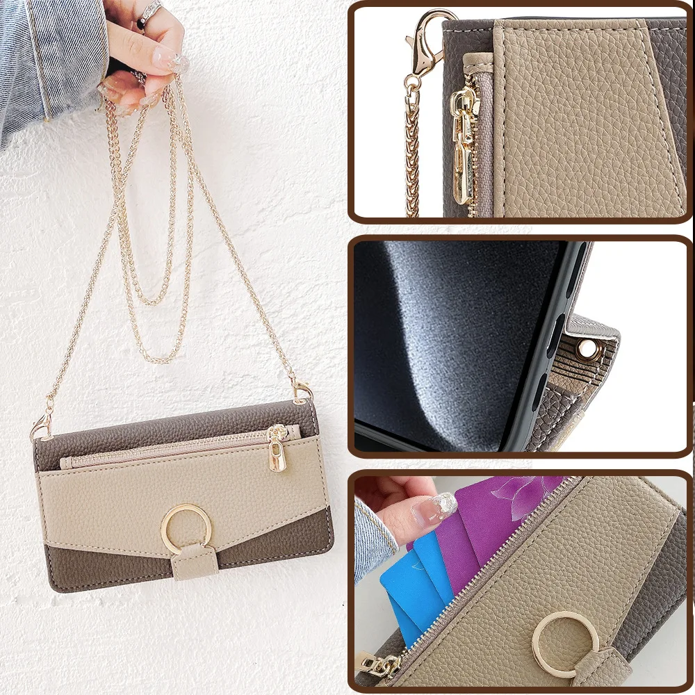 Color: Blue, Compatibility by Model: Galaxy A15 5G - Leather Phone Case for SAMSUNG Galaxy A05 A06 A16 A15 A36 A56 A26 5G  Crossbody Wallet Case Flip Mirror Cover with Long Lanyard