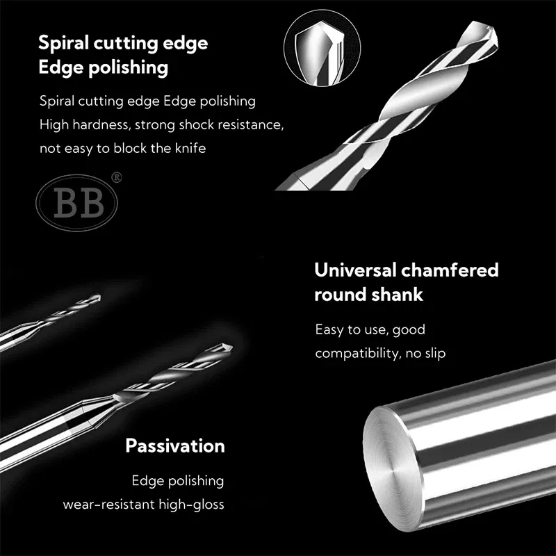 Hole Diameter: 5.8mm - BB 0.3~2.02mm Micro Drill Solid Carbide Bit Mini CNC Hole Making 3D Shank Diameter 4mm D4 Metal Steel Plastic 1PCS