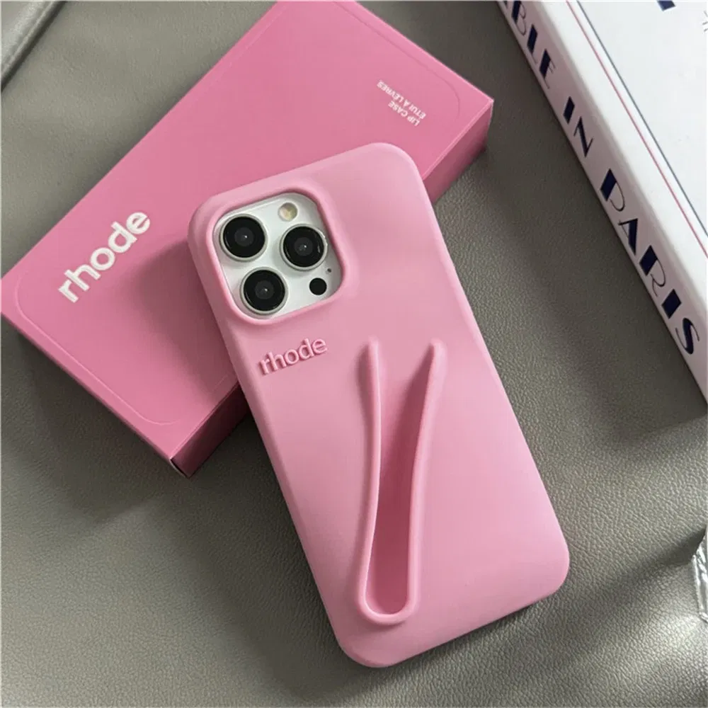Color: Brown, Compatible-Phone Models: For iPhone 16 Pro Max - New Rhode Lipstick Soft Silicone Phone Case for iPhone 16 15 14 13 12 11 Pro Max Plus Portable Lip Gloss Holder Cover with Box