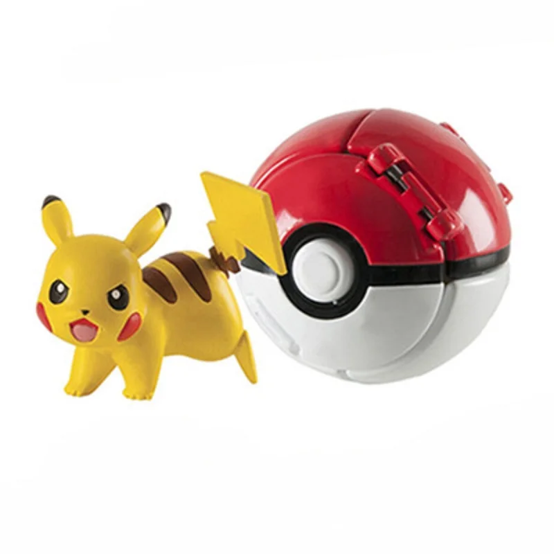 Color: Dark Khaki - New Pokemon Pokeball Anime Action Figurse Pikachu Squirtle Pocket Monster Variant Pok?©mon Game Elf Ball Model Toys Kids Gift