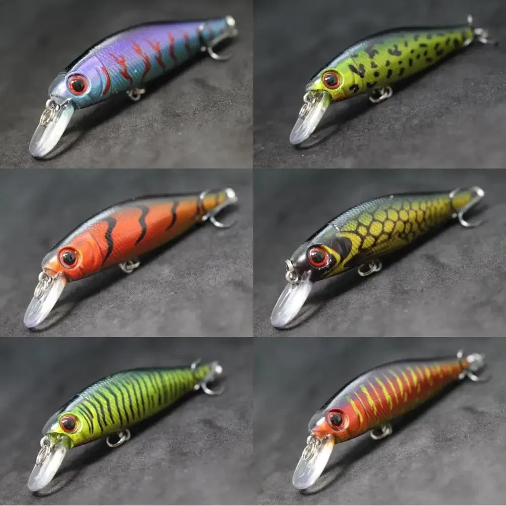 Color: Light Grey - wLure Minnow Fishing Lure Jerkbait 9g 8cm 0.5 Meter Depth 2 Black Nickle #8 Hooks 3D Hard Eyes M606