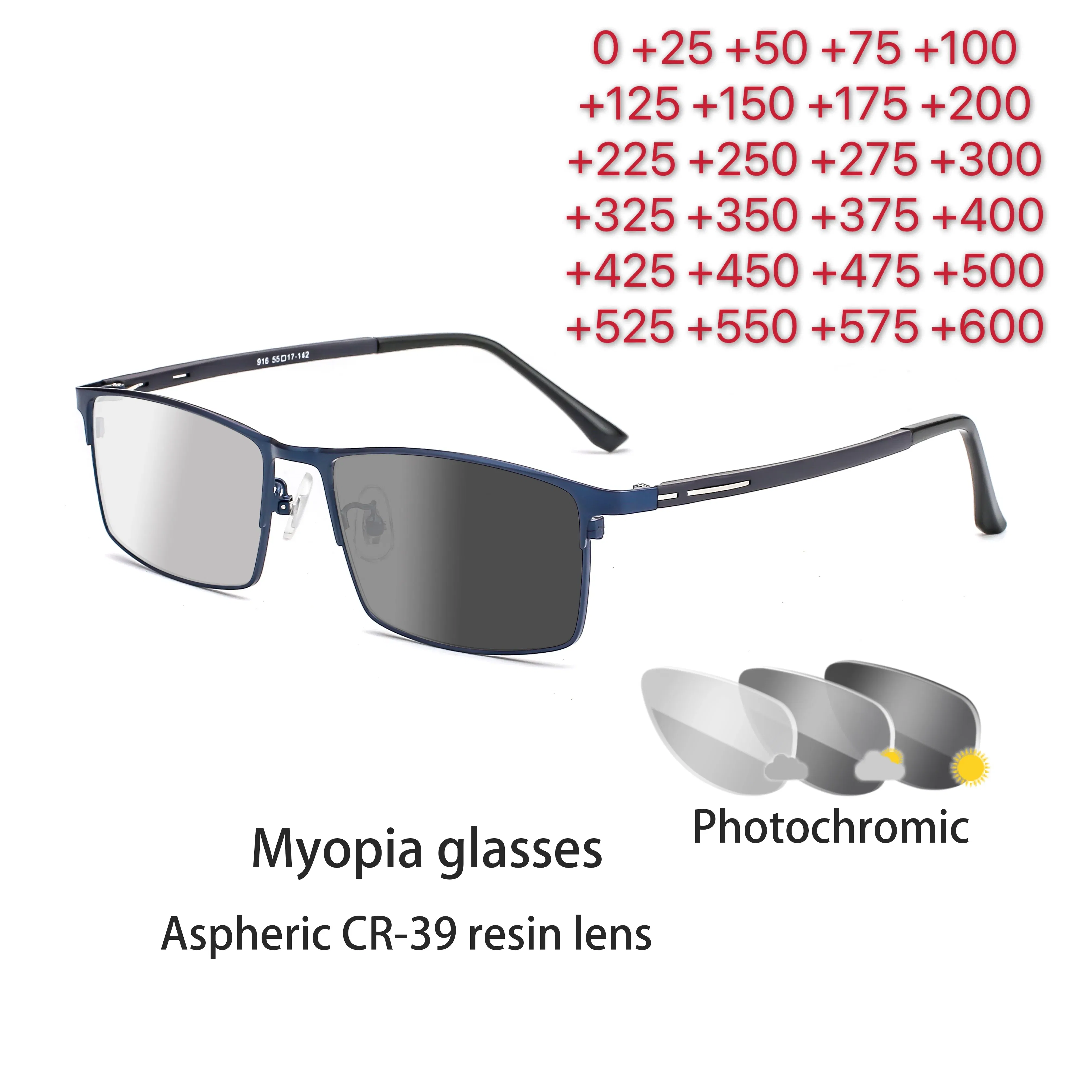 Frame Color: Yellow, Ships From: CHINA, Eye Prescription: +175 - Photochromic glasses Men's reading glasses Finished glasses Student myopia glasses 0 + 0.5 + 1 + 1.25 + 1.5 + 1.75 + 2