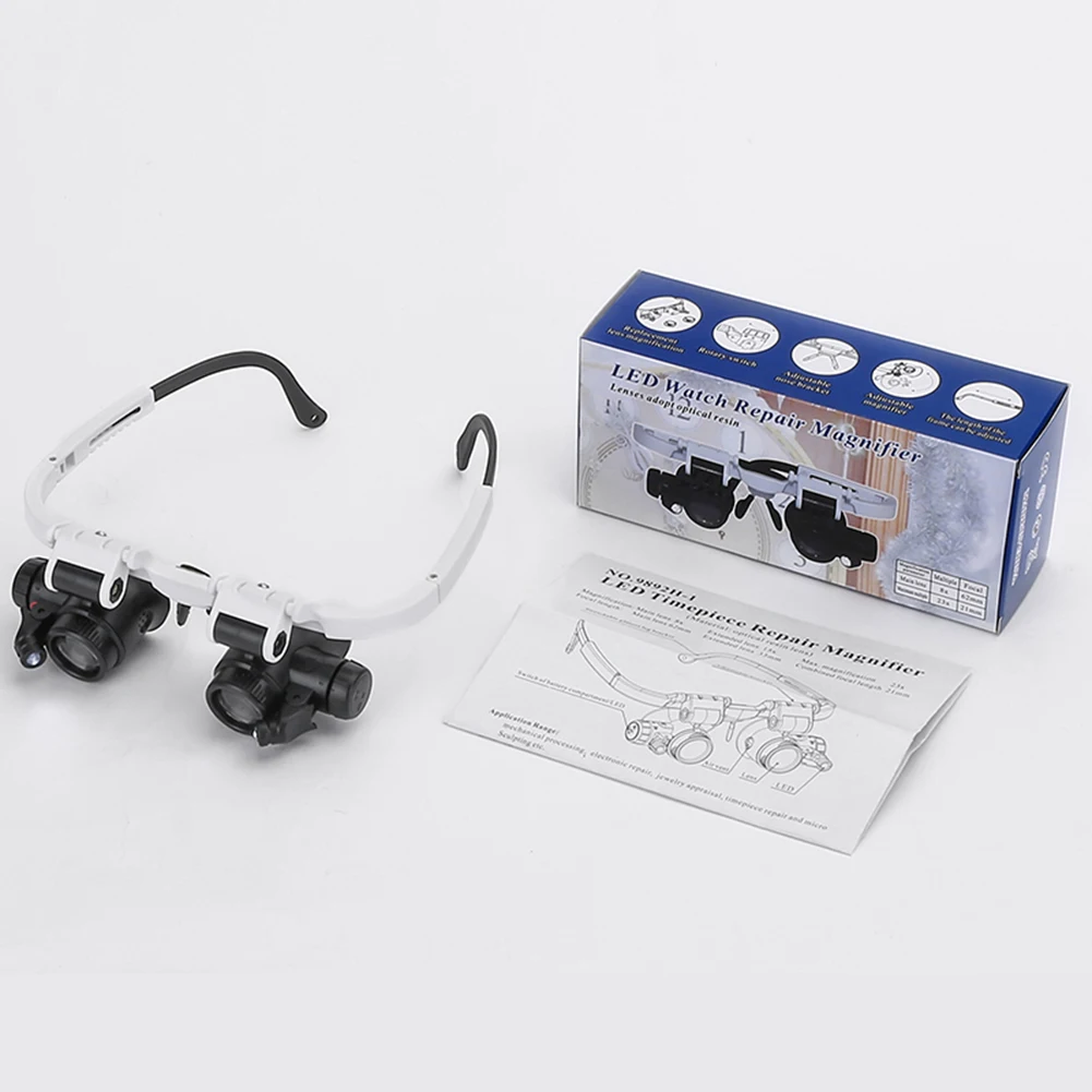 Color: Other - 1/2PC XLED Watch Jeweler Repair Magnifier With LED Light Telescopic Headband Magnifier Glasses Reading Loupes Eyewear 8x 15x 23x