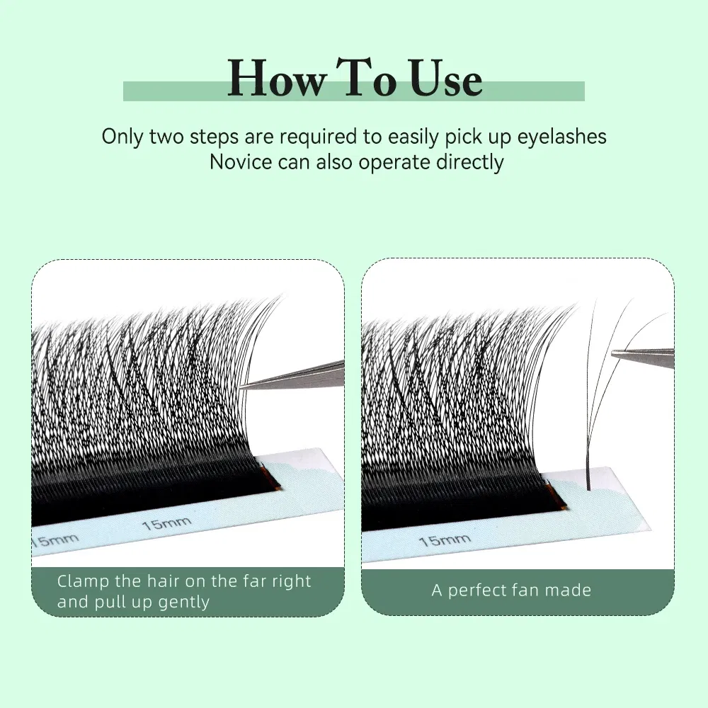 Curl: C, Thickness: 0.10mm, Length: 7mm - Yelix Smaller Opening 3D Lashes Narrow 3D W Shape Eyelash Extension Premade Volume Fan Lashes Natural Soft Eyelash