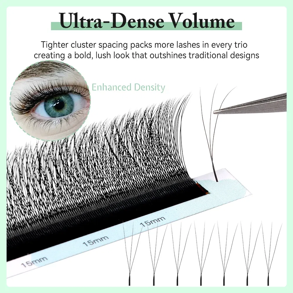 Curl: C, Thickness: 0.10mm, Length: 7mm - Yelix Smaller Opening 3D Lashes Narrow 3D W Shape Eyelash Extension Premade Volume Fan Lashes Natural Soft Eyelash