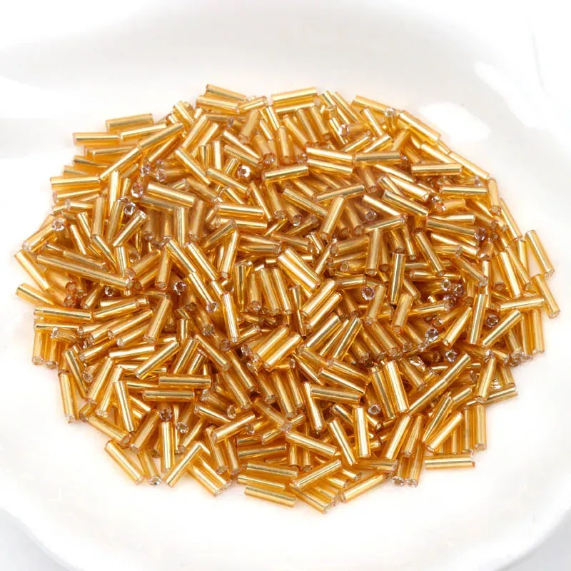 Color: Beige - Tube LINED Glass Czech Seed Spacer beads For jewelry handmade DIY Wholesale 17 colors 2x6mm 300pcs