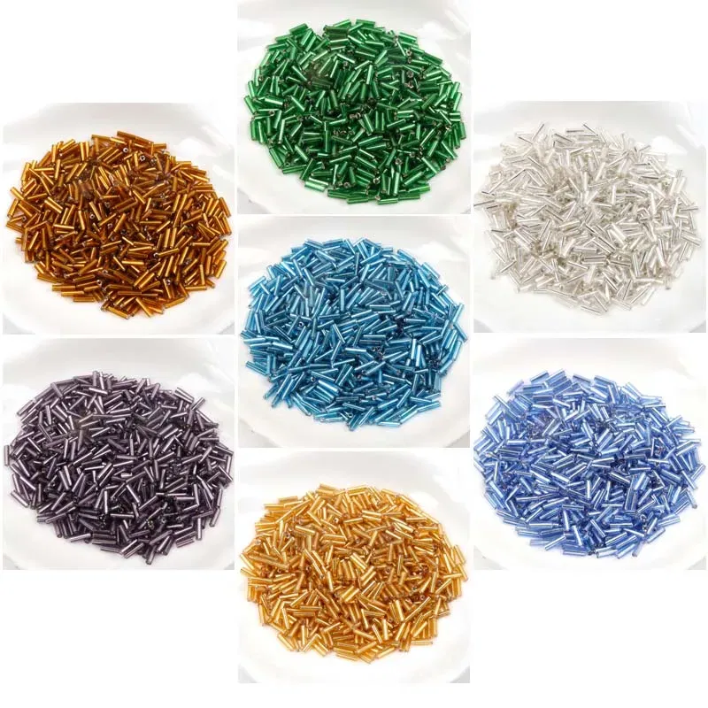 Color: Beige - Tube LINED Glass Czech Seed Spacer beads For jewelry handmade DIY Wholesale 17 colors 2x6mm 300pcs