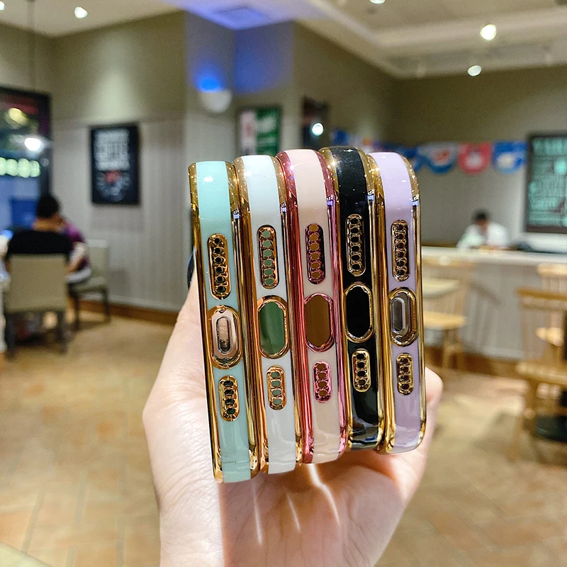 Color: Khaki, Ships From: CN, Material: PP - Electroplating Side Love Heart Phone Case For IPhone 16 15 14 13 12 11 Pro Max XR 8 Plus SE2/SE3 Shockproof Back Cover