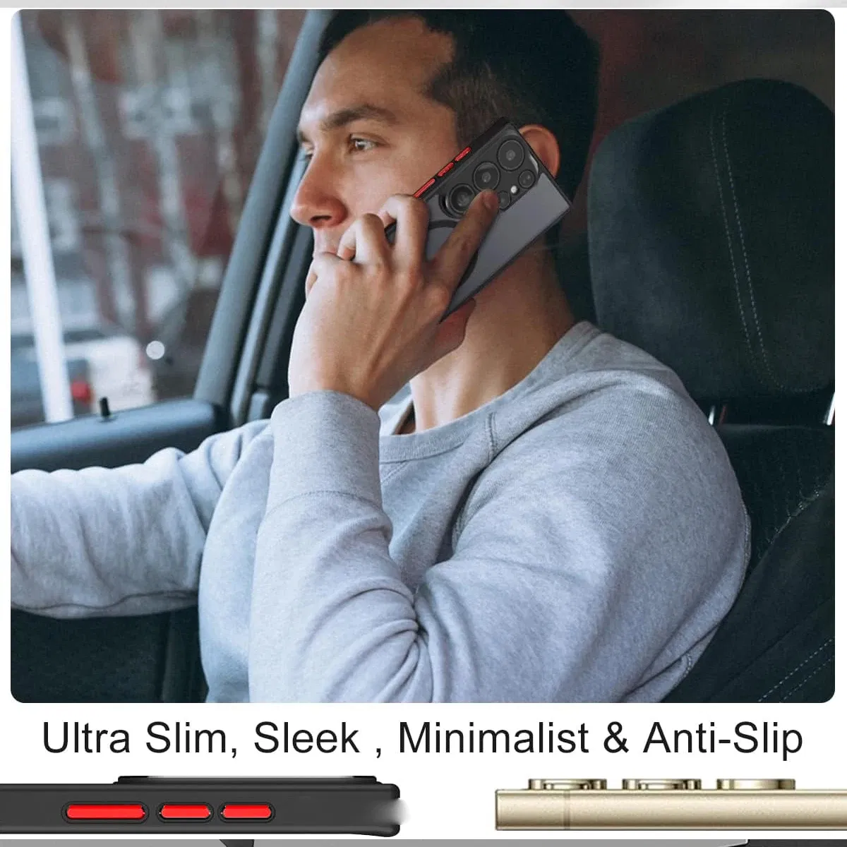 Color: Beige, Material: PP - UYUXIO Translucent Magnetic Mobile Phone Case with Kickstand for Samsung Galaxy S25 Ultra S24 S23 FE S22 Plus Slim Stand Cover