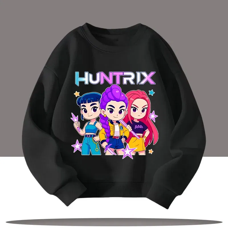 Color: Silver, Kid Size: 7 - Children's Clothing K-pop Demon Hunters Cartoon Print 3-12 Year Old New Style Kids Round-neck Sport Shirt Cute Girl Casual Top