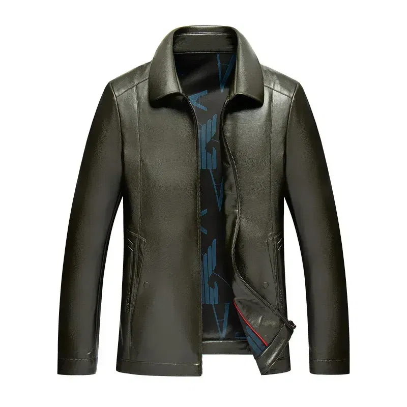 Color: SKY BLUE, Size: L - QYLVAWOY Genuine Leather Jacket Men Short Black Leather Coat Male Real Sheepskin Leather Jackets Jaqueta Masculina Men's Clothes