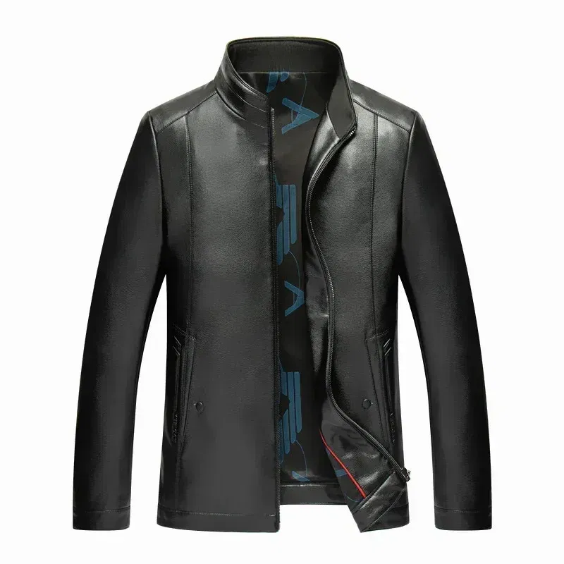 Color: SKY BLUE, Size: L - QYLVAWOY Genuine Leather Jacket Men Short Black Leather Coat Male Real Sheepskin Leather Jackets Jaqueta Masculina Men's Clothes