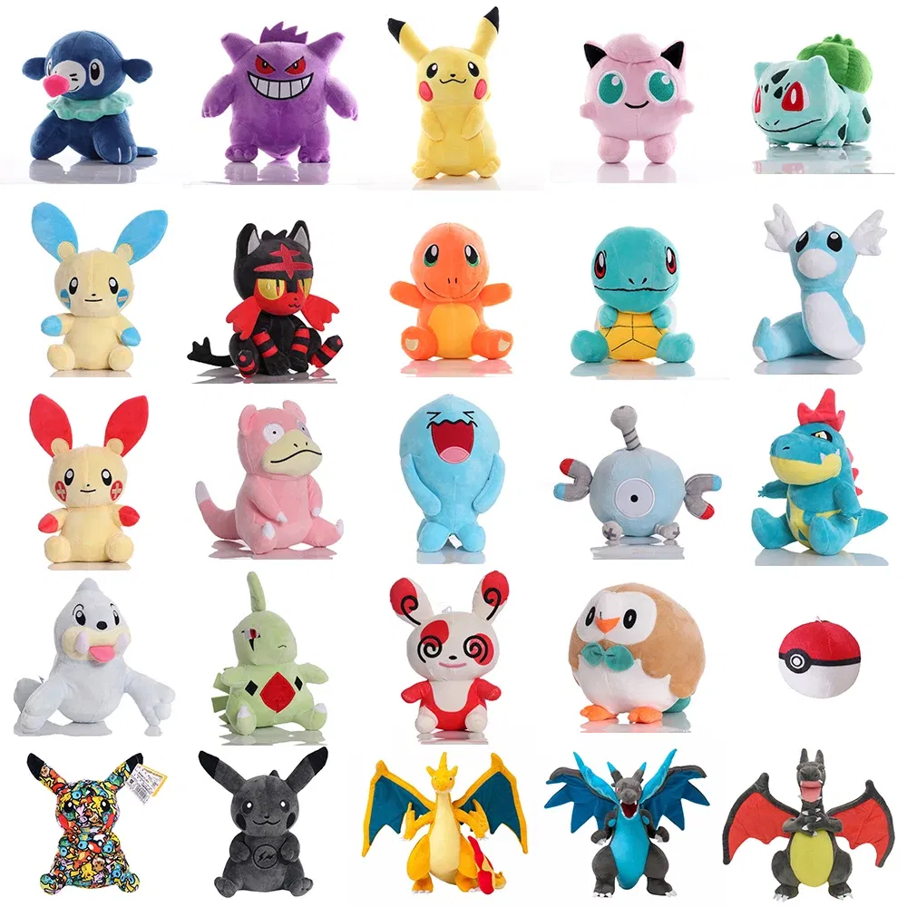 Color: PEACOCK BLUE - Cute Pokemon Plush Toy Pikachu Rowlet Charizard Larvitar Squirtle Slowpoke Dratini Spinda Soft Stuffed Doll Kids Christmas Gift