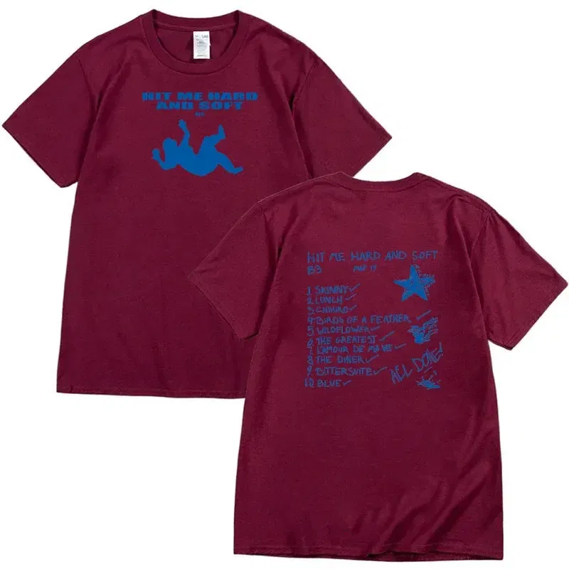 Color: Gold, Size: XXL - Summer Men's and Women's T-shirt Billie Hit Me Hard and Soft Printed T-shirt O-neck Cotton European Size Casual Short Sleeved